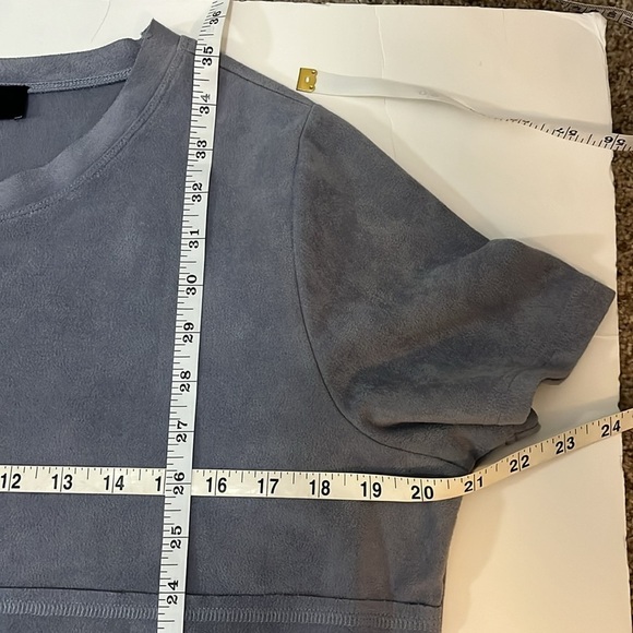 JOH AUDREY DRESS Suede Faux Silver Gray Short Cap sleeve Midi Tunic Women’s XL - Picture 8 of 11